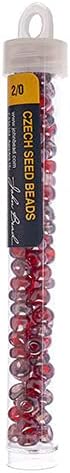 John Bead Czech Glass Seed Beads 2/0 Red Lustered Mix 22Grams Vial of DIY Jewelry Making Beads Preciosa (Jablonex) for DIY Arts Crafts Jewelry Bracelets Necklaces Earrings Phone Charm Making