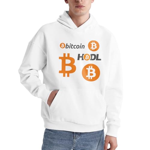Bitcoin Logo Hodl Btc Crypto Cryptocurrency Men'S Crew Neck Hoodie Hooded Shirt
