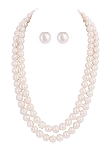 Real Natural Fresh Water 10 mm Round Pearl Necklace and Earrings ...