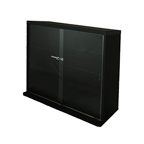 地球家具 コレクションラック DIO ディオ 引き戸 幅90cm ワイド ロータイプ本体 鍵付 コレクションケースフィギュアラック ガラスケース ディスプレイケース(引戸本体)(高さ83.5cm 奥行28cm) ブラック) ※LED、背面ミラーは別売