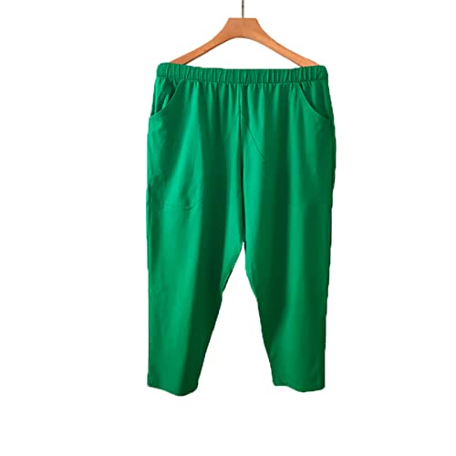 Pantalon court grande taille haut de gamme en coton doux de couleur unie