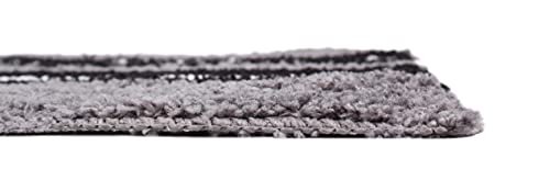 Image of Flooring India Co Bath Mat Super Soft, Anti Slip Stripe Mats (Grey, 38x58 cm) Pack of 1