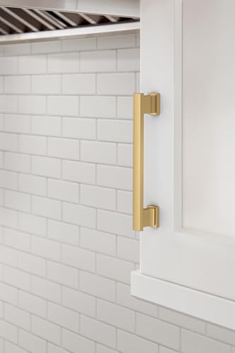 Image of Amerock 25 Pack 5-1 /16 inch Triomphe Champagne Bronze Drawer Pull | 5-1 /16 inch (128mm) Center-to-Center Mounting Distance and 6-1 /16 inches Overall Length, Durable Zinc Cabinet Hardware