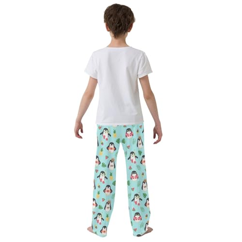 Aloha Penguin Boys Long Pants Soft Trousers Elastic Waist Kids Lounge Bottoms with Pockets S-XL3