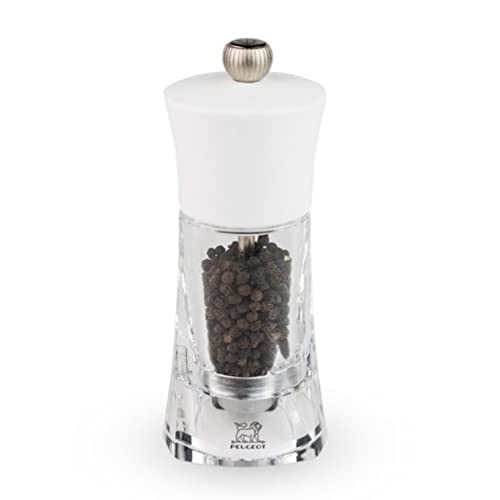 Peugeot - Oléron Manual Pepper Mill - Acrylic, Clear & Matt White, 14 cm
