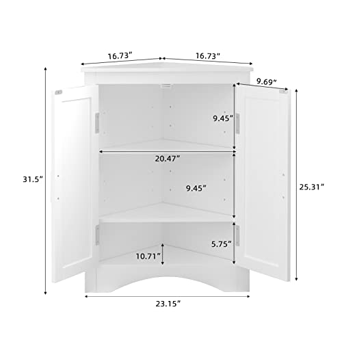 Qssllc Bathroom Corner Cabinet, Home Floor Corner Storage Cabinet With Two Doors & Adjustable Shelves, Freestanding Storage Cabinet For Bathroom, Bedroom, Kitchen #TOP1