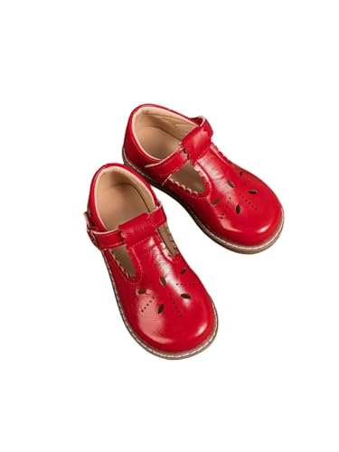 GORGLITTER Girl's Cute Hollow Out Dress Shoes Round Toe Ankle Strap Ballet Flats