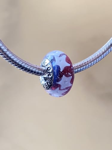 1pc Original Handmade Murano Glass 925 Sterling Silver Charms for Pandora Bracelets, Multicolor Star Charms for Pandora Bracelets, Bead Charms for Women2