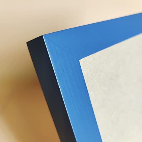 Image of 2x3 Picture Frame Solid Wood,Blue. Table Top or Wall Mount Photo Frames with Plastic Glass for 2x3 Inches Pictures, Modern Home Office Decor