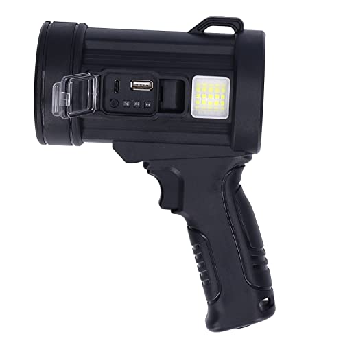 Outdoor Solar Searchlight, Portable LED Flashlight with USB Power Bank 6 Light Modes Solar Rechargeable Emergency Warning Light for Camping Hiking ABS Multicolor 3000mAh
