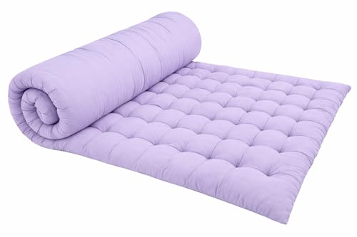 Image of ATOOTFUSION Soft Cotton Quilt | Foldable Light Weight Filled Single Firm Cotton Quilt Mattress| Gadda (Solid Coloured, 2 Sleeping Capacity, 5 x 6 ft or 72 x 60 Inches Queen) (Lilac)