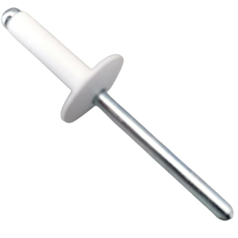 250x Remaches de Aluminio Blancos Ala Ancha 4,8 x 18 mm – Remaches Pop Cabeza Grande para Chapa, Plástico y Matrículas – Remaches Ciegos Alta Resistencia para Automoción, Carrocería y Bricolaje