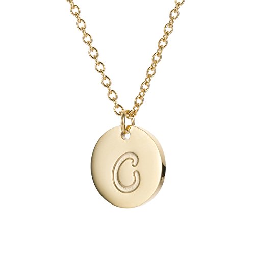 HUAN XUN Gold Silver Initial Disc Necklace Best Jewelry Gifts for Mother Personalized Letter Pendant Initial Necklaces Jewelry Gifts for Women Girls - Main Image