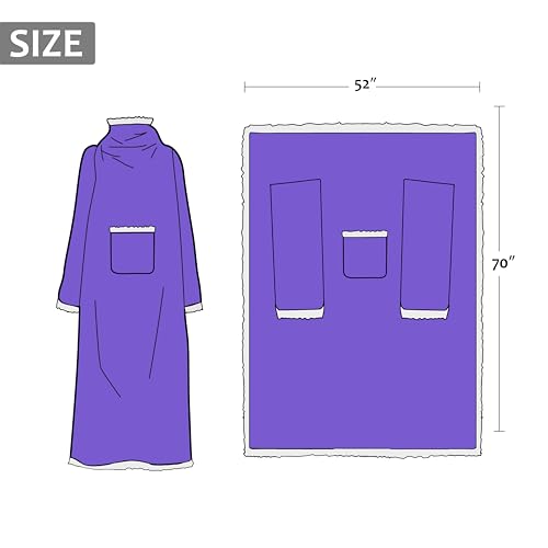 Image of Catalonia Sherpa Wearable Blanket with Sleeves and Pocket for Adults