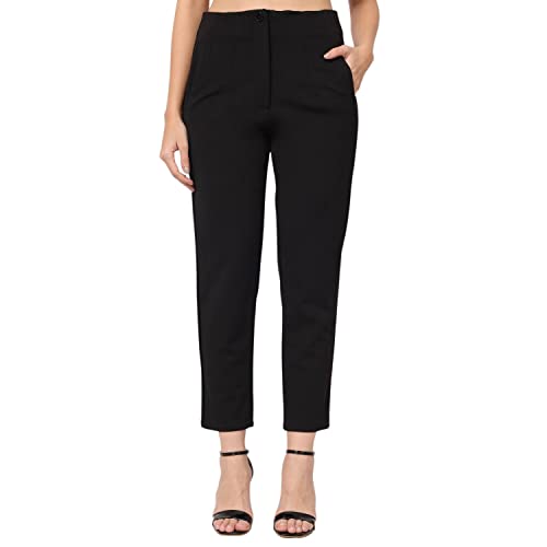 Image of BEATNIK Poly Knit Fitted Beige Womens Trousers