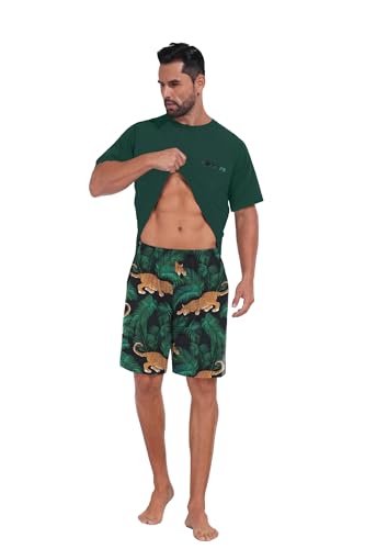 Image of Mens Pajamas Set Lightweight Summer Pjs Sleepwear Soft Comfy Short Sleeve Loungewear With Pocket (S-4X)