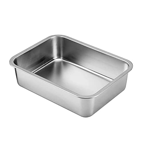 Stainless Steel Litter Box for Cat and Rabbit Odor Control Non Stick Smooth Surface Easy to Clean Never Bend Rust Proof Rabbit Litter Box Stainless Steel