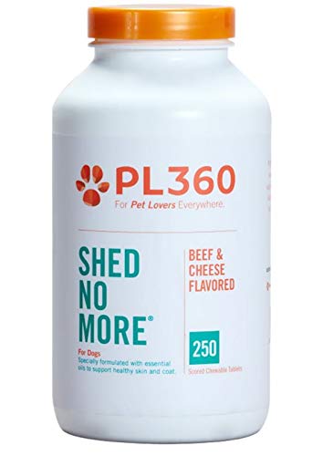 PL360 Shed No More, Chewable Supplement For Dogs | Reduces Shedding, Allergies & Itching | For Sensitive Skin and Hair | Natural and Safe Ingredients | 250 Count