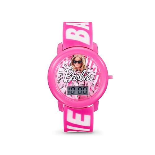 Barbie Malibu - Reloj digital con correa de texto rosa, Clásico