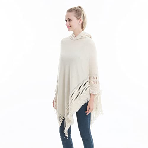 Women's Knit Cape Poncho Sweater with Fringes Pullover Shawls Wraps Capes4
