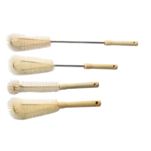FAVOMOTO 4pcs Bottle Brush Mug Cleaning Brush Wood Long Handle Washing Brush Glass Jar Brush Nylon