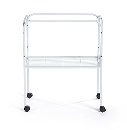 Image of Prevue Pet Products Bird Cage Stand with Shelf - Medium Metal Cage Stand with Rolling Wheels, Mid‑Height for Cage Accessories, Toys, and Storage - White