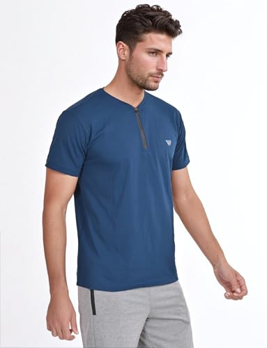 VIROH Men’s Quick-Dry Zipper Activewear T-Shirt, Lightweight Short Sleeve Gym & Sports T-Shirt3