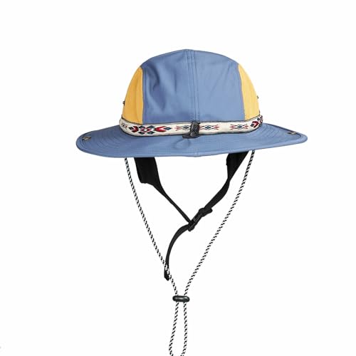 Image of Color-Blocked Fisherman Style Sun Hat for Outdoor Camping, Surfing & Vacations - Wide Brim, UV Protective, Anti-Slip