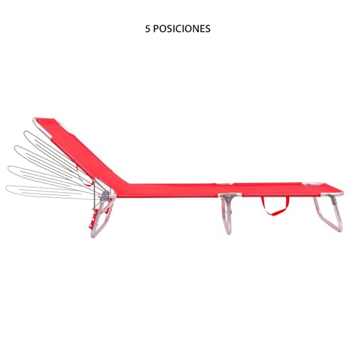 LOLAhome Pack 2 Tumbonas Jardín Exterior | Ligera Plegable y Reclinable| 3 Posiciones | para Playa Camping Piscina Terraza o Jardín Coral - imagen 5