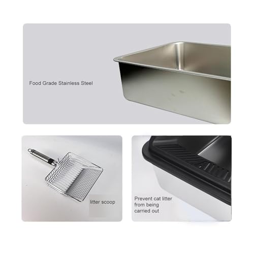 Caja sanitaria para gato acero inoxidable con tapa abierta miniatura 4
