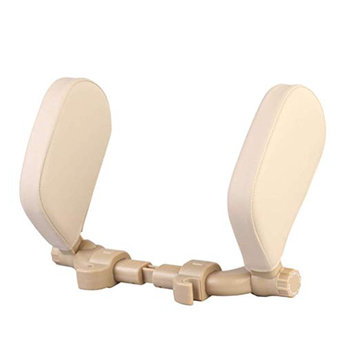 Image of Car Headrest Pillow Head Neck Support Detachable 180 Degree Adjustable Travel Sleeping Car Seat Pillow for Kids Adults (Ivory)