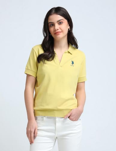 Image of U.S. Polo ASSN. Women's Cotton Solid Loose Fit Polo Shirt
