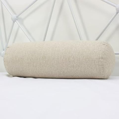 Teieas Round Roll Cylinder Bolster Pillow with Removable Cover Designed for Neck Back Head and Legs Cervical Round Pillow Neck Roll Pillow Apricot Cover