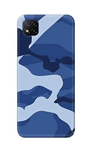 Image of Printed Hard Back Cover Case for Mi Poco C3 Back Cover (Army Blue Pattern) -1302