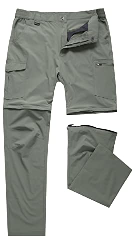 Areouts Men'S Hiking Pants Convertible Zip Off Lightweight Waterproof Quick Dry Outdoor Fishing Travel Safari Camping Sage Green 36 thumb #1