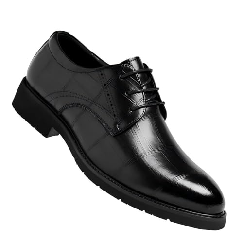 Men's Oxford Shoes Classic British Style Lace Up Formal Dress Footwear Versatile Sleek Fashion Business Casual Shoes for Professional Office Wear and Interviews(Black,8)