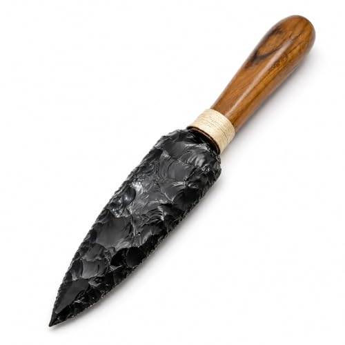 10' Black Obsidian Arrowhead Wood Handle...