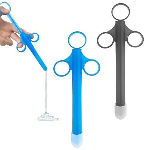 ELNX, 2 Aplicadores de Lubricante Reutilizables, Jeringa con Punta Redondeada, Aplicador para Hombres, Mujeres y Parejas, Azul y Gris