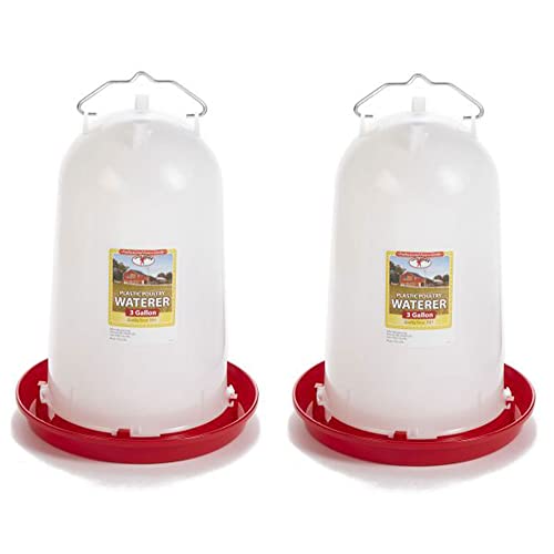 Little Giant Extra Large 3-Gallon Capacity Heavy-Duty Plastic Gravity Fed Poultry Waterer System (2 Pack)