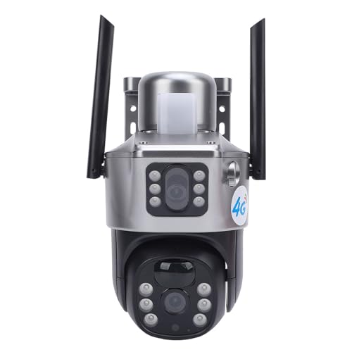 KIMISS Cámara de Seguridad Panel Solar Al Aire Libre HD Lente Doble Detección de Movimiento 4G IP66 A Prueba de Agua para Vigilancia del Hogar Material ABS Cámaras 2MPx2