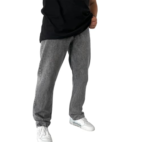 Mens Straight Leg Jeans Stretch Button Waist Work Jeans with Pockets Construction Carpenter Denim Jean Trousers