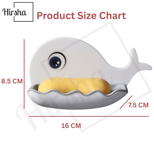 Image of Self Adhesive Soap Holder for Bathroom Wall | Plastic Soap Stand with Drain Tray | Wall Mounted Soap Dish | No Drilling Bathroom Soap Holder (04 Fish Soap Random Color)