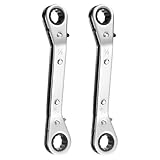 QUARKZMAN 2 Stück HVAC Service Schraubenschlüssel 1/2" x 9/16" 25 Grad SAE Doppelkopf 16-Zahn Klimaanlagen Ventil Umkehrbarer Ratsche Schraubenschlüssel Für Kühlanlagen Reparatur