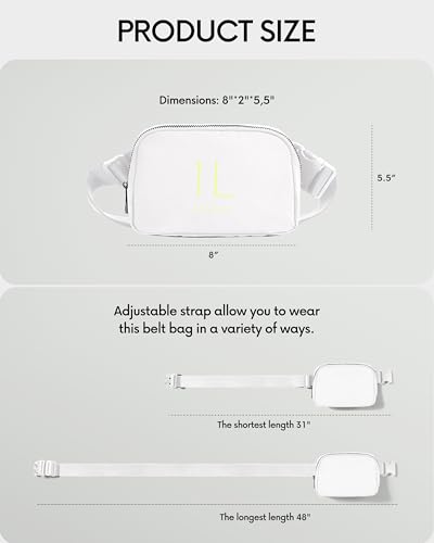 Image of ODODOS Unisex Mini Belt Bag with Adjustable Strap Small Fanny Pack for Workout Running Traveling Hiking, White