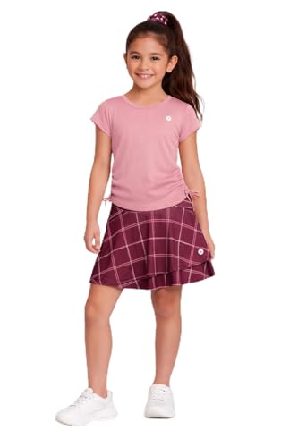 Image of RBX Girls Athletic Skort Set - 2 Piece Ribbed Short Sleeve Tee and Athletic Skort for Girls (Sizes: 7-12)