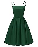 Tianzhihe Dark Green Homecoming Dresses, Short Satin Prom Dresses for Teens with Pockets Mini Cocktail Party Gowns Size 2