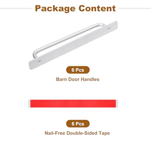 Image of uxcell 6Pcs Barn Door Handles, 244mm / 9.6 Inch Length Hole Center Sliding Gate Door Pull Handle Aluminum Alloy Cabinet Handles with Base for Kitchen Bathroom Wardrobe Closet (Silver)