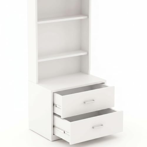 Image of DesignFit Engineered Wood Dressing Table with Drawer and Door Storage | Wooden Mirror Vanities Furniture for Bedroom Living Room and Home (White Finish)