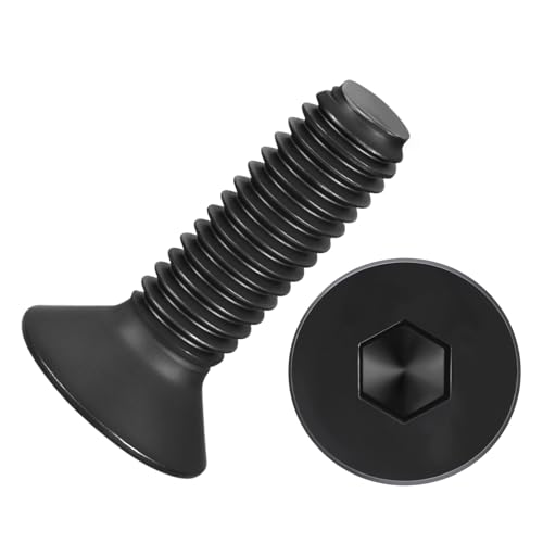Kozelo 25Pcs Flat Head Socket Cap Screws - [M6-1 x 20], Carbon Steel Countersunk Bolts, Black, for Automotive, Furniture Repair, Industrial Equipment & Temporary Fixes