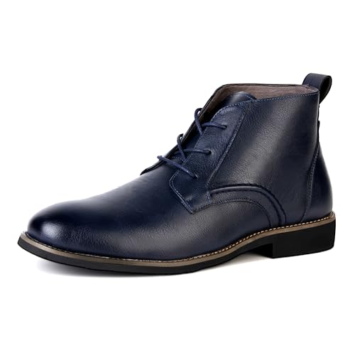 Plilima Botines Hombre Botas Cómodas Chukka Boots Moda Vestir Casuales Cordones Zapatos Hombre (Azul,43)
